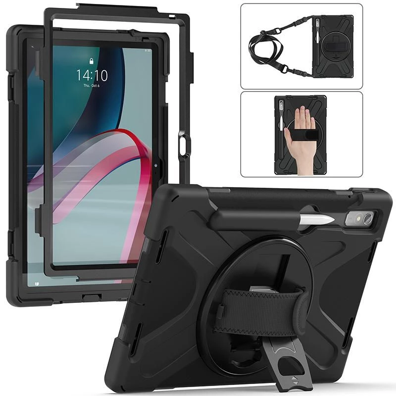 Dėklas planšetei eSTUFF, skirtas Lenovo Tab P11 Pro, polikarbonatas, 29,2 cm (11,5 colio) ekranui, 2 stovo padėtys, juoda