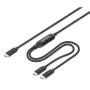 Manhattan Dual USB-C į USB-C įkrovimo laidas, 100W, 2m, vyriškas į du vyriškus, išmanusis galios daliklis, įkrauna du įrenginius iš vieno USB-C PD prievado
