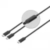 Manhattan Dual USB-C į USB-C įkrovimo laidas, 100W, 2m, vyriškas į du vyriškus, išmanusis galios daliklis, įkrauna du įrenginius iš vieno USB-C PD prievado