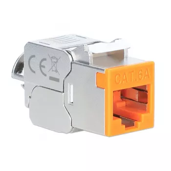 Intellinet Cat6a 10G ekranuotas bekontaktis plonas Keystone lizdas, oranžinis