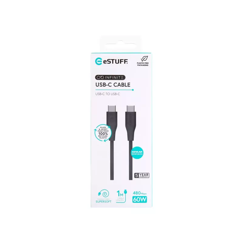 eSTUFF ES604180 USB-C laidas USB 2.0 1 m Juodas