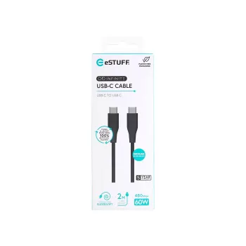 eSTUFF ES604280 USB-C laidas USB 2.0, 2 m, juodas