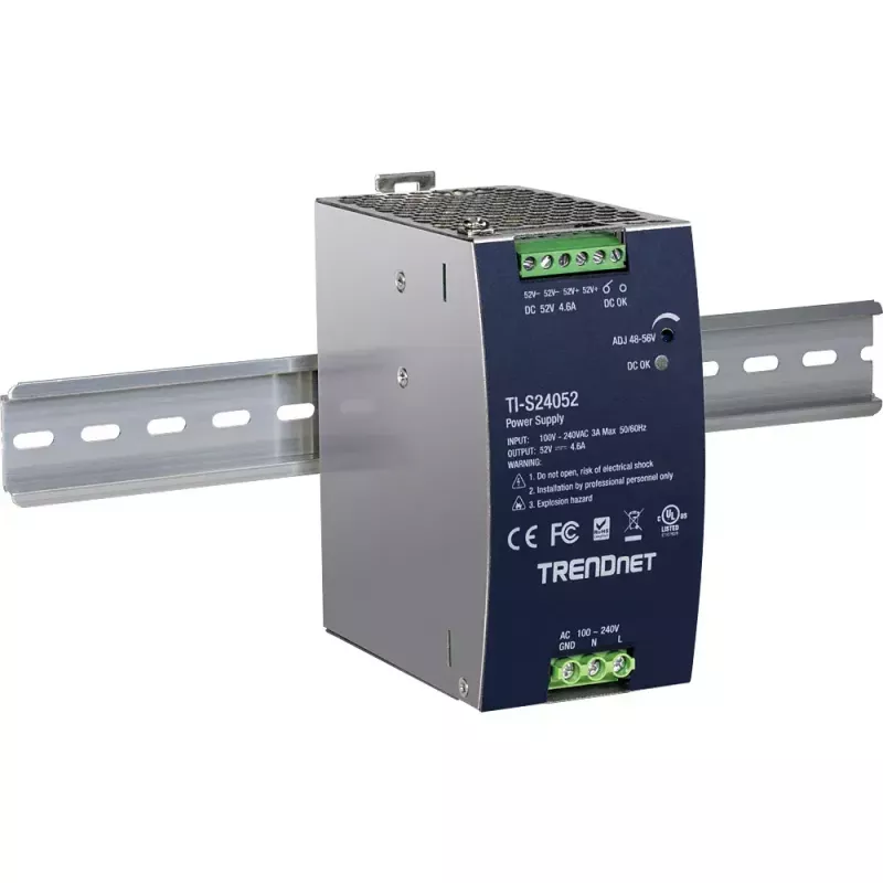 Maitinimo blokas TRENDNET TI-S24052 tinklo jungikliui, 240W, AC 90–264V, apsauga: OCP/OPP/OVP/OTP/trumpasis jungimas, juodas