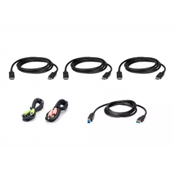ATEN 1,8 m USB DisplayPort trijų ekranų KVM kabelių rinkinys 2L-7D02UDPX6