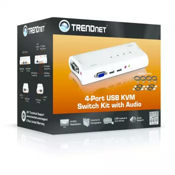 KVM jungiklis Trendnet TK-409K 4 prievadų USB VGA 2048x1536 1.6 m laidinis mėlynas