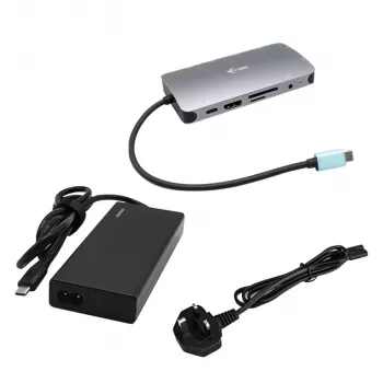 i-tec Metal USB-C Nano Dock HDMI/VGA su LAN ir Universalus 77 W įkroviklis
