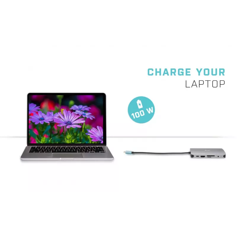 i-tec Metal USB-C Nano Dock HDMI/VGA su LAN ir Universalus 77 W įkroviklis