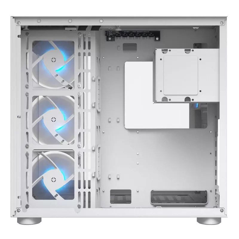 PC korpusas Midi Tower Cougar FV150 ARGB Baltas — ATX/Micro-ATX/Mini-ITX, 3x120mm priekyje, 1x120mm gale, 2x3.5 colio + 2x2.5 colio vietos, USB 3.2 Gen1