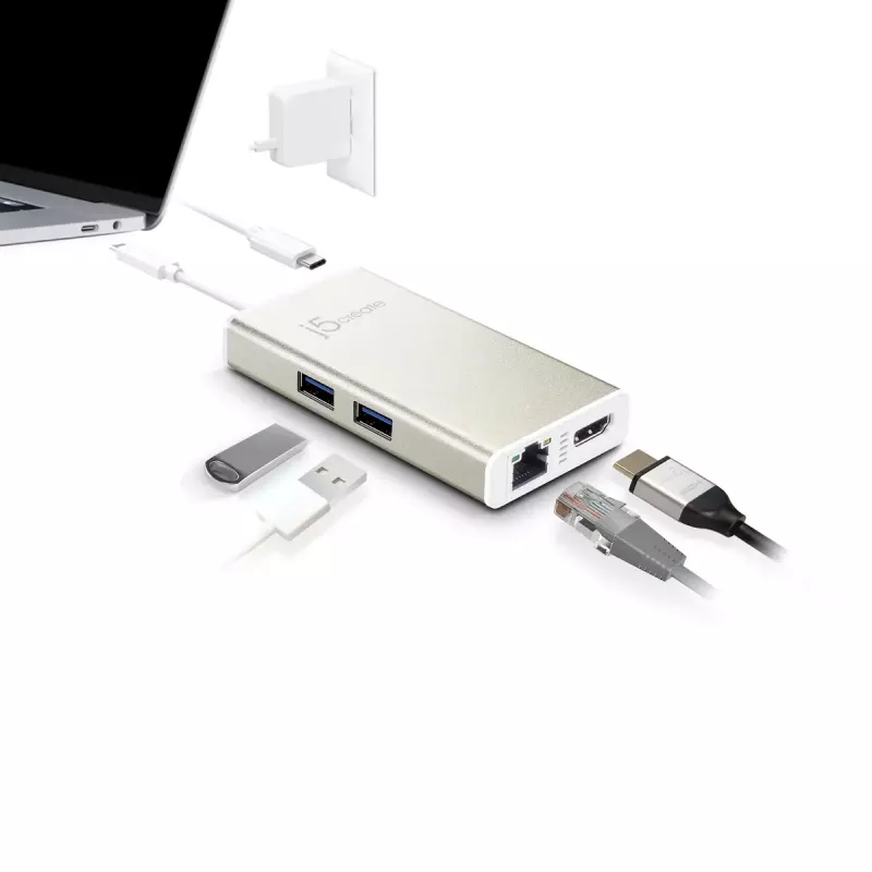 USB Type-C kelių prievadų adapteris j5create JCA374-N, laidinis, 60 W, 4K