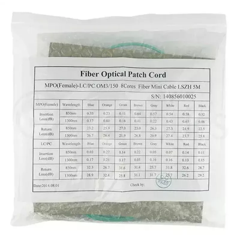 Šviesolaidinis kabelis BlueOptics MC6709309-010-BO 10 m OM3 MPO į 4×LC (50 µm) akvamarinas
