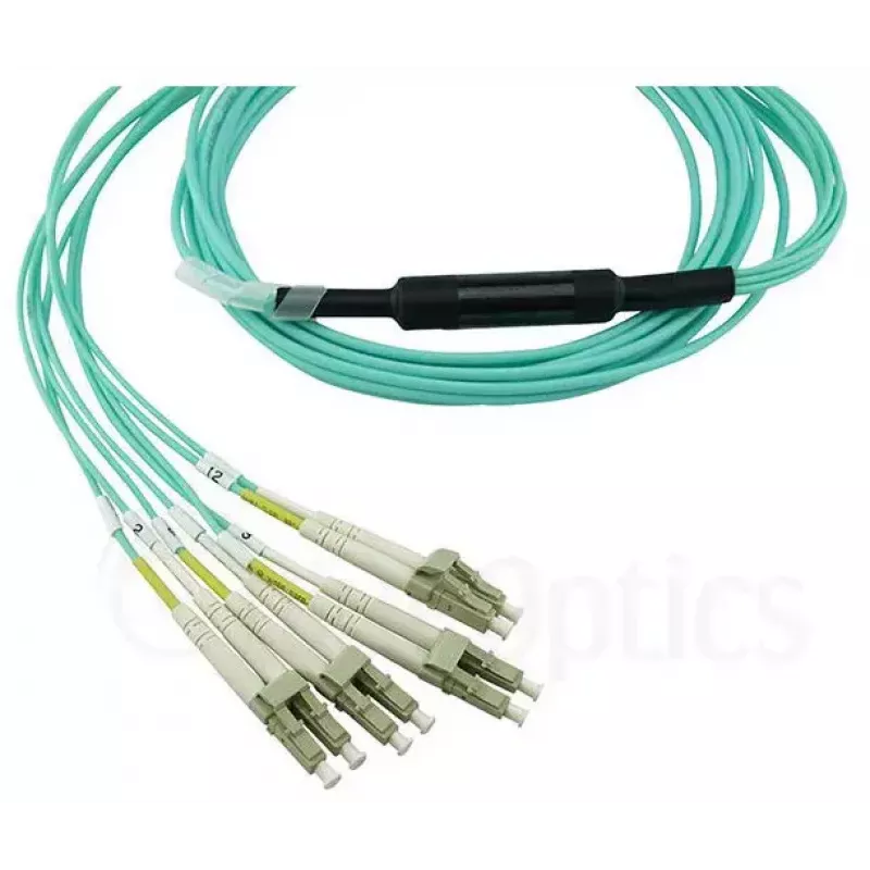 Šviesolaidinis kabelis BlueOptics MC6709309-010-BO 10 m OM3 MPO į 4×LC (50 µm) akvamarinas
