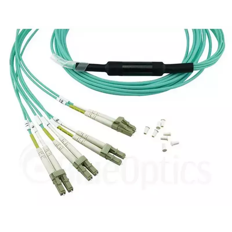 Šviesolaidinis kabelis BlueOptics MC6709309-010-BO 10 m OM3 MPO į 4×LC (50 µm) akvamarinas