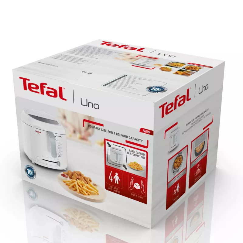 Tefal Uno FF203130 gruzdintuvė, vieno krepšelio, 1,8 L, 1600 W, balta