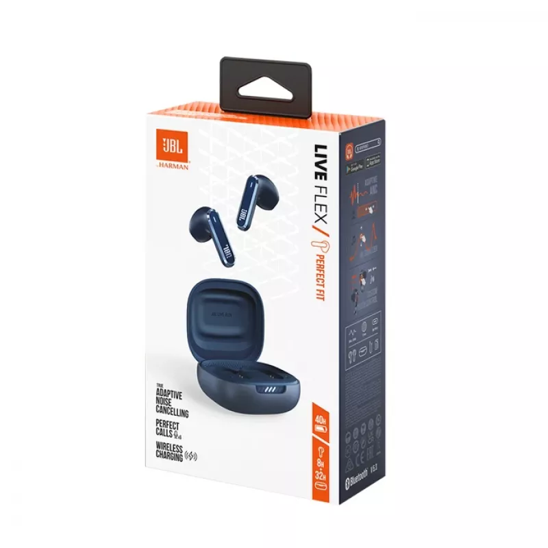 JBL LIVE FLEX Belaidės Ausinės Skambučiams/Muzikai Bluetooth Mėlyna
