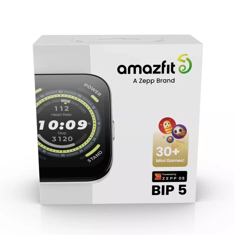 Amazfit Bip 5 4,85 cm (1,91 colio) TFT 45,9 mm Skaitmeninis 320 x 380 pikselių Liečiamas ekranas Baltas GPS