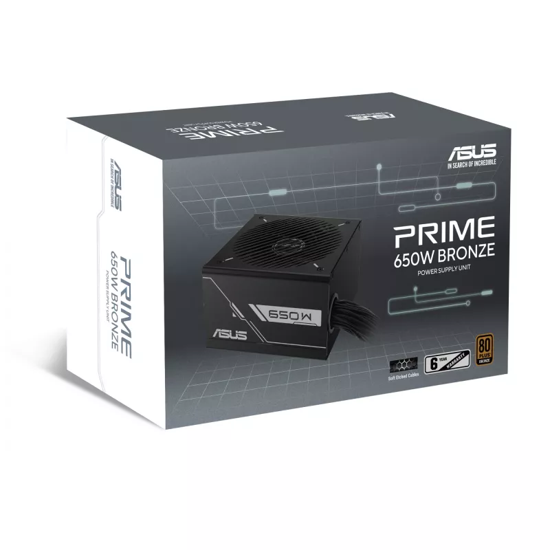 Maitinimo blokas ASUS Prime 650W ATX 20+4 kontaktų, 80 PLUS Bronze, juodas, 13,5 cm ventiliatorius