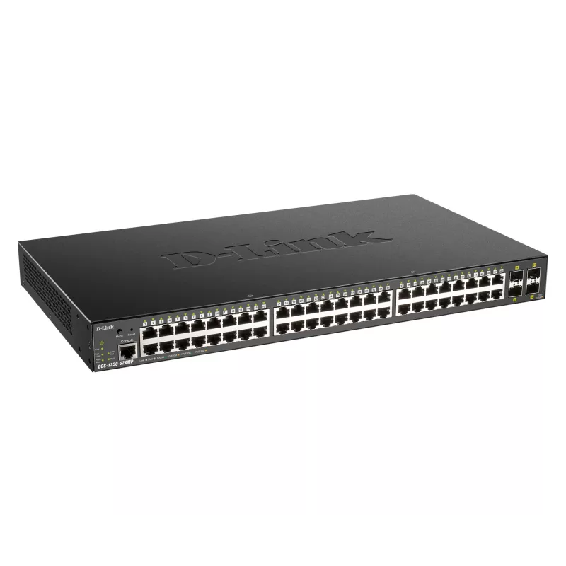 D-Link 48 prievadų Gigabit Smart Managed jungiklis su 4 x 10G SFP+ ir 370 W PoE