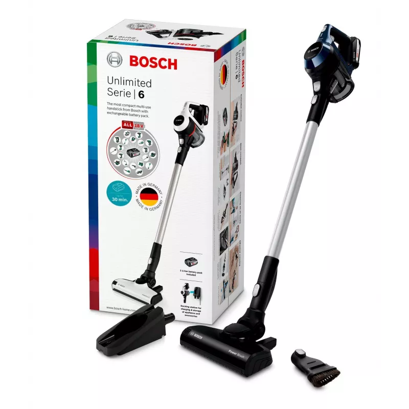 Bosch Serie 6 BBS611PCK belaidis 2 viename šluotinis siurblys, mėlynas, 2,5 Ah