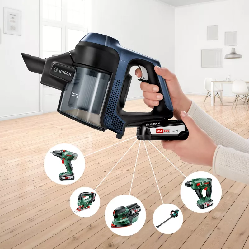 Bosch Serie 6 BBS611PCK belaidis 2 viename šluotinis siurblys, mėlynas, 2,5 Ah