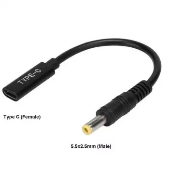CoreParts MBXUSBC-CO0005 keitiklis USB C į 5.5*2.5mm, juodas
