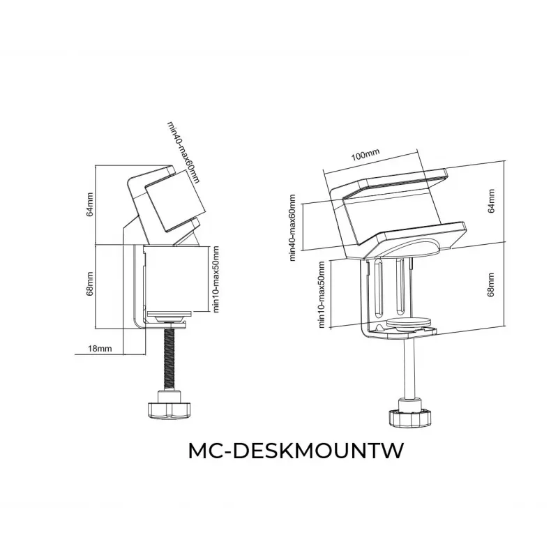 MicroConnect MC-DESKMOUNTW laikiklis rozetėms prie stalo krašto