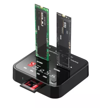 Dokavimo stotelė M.2 SSD su kopijavimo funkcija CoreParts MS-CLONER-M2-SD Juoda USB Type-C