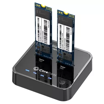 CoreParts MS-CLONER-NVME doko stotelė SSD diskams su klonavimo funkcija, USB 3.2 Gen 2 Type-C, juoda