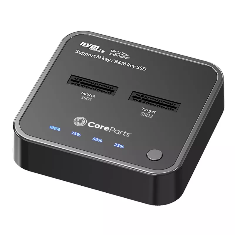 CoreParts MS-CLONER-NVME doko stotelė SSD diskams su klonavimo funkcija, USB 3.2 Gen 2 Type-C, juoda
