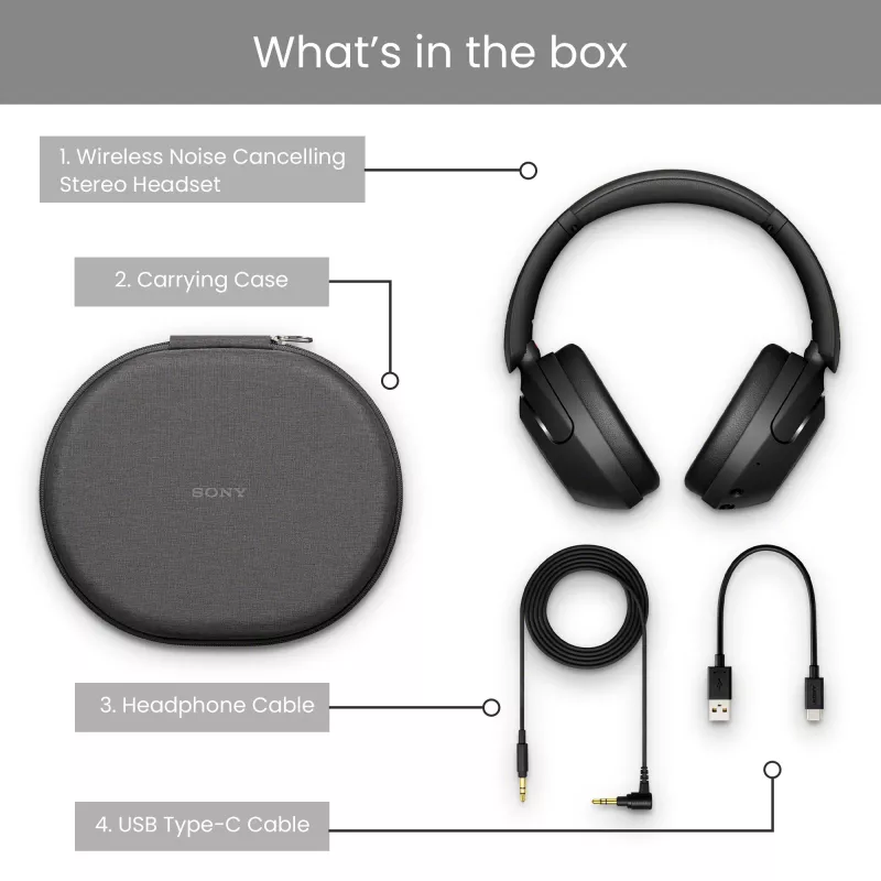Sony WH-XB910N - Juodos spalvos belaidės ausinės su triukšmo slopinimu