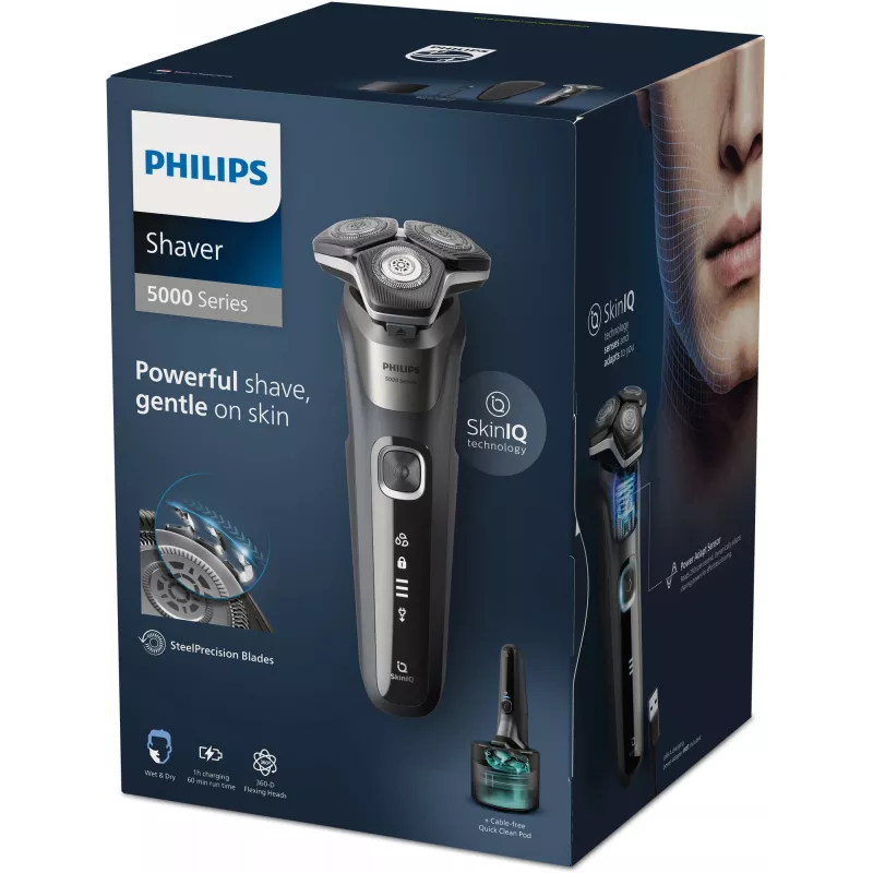 Elektrinis skustuvas Philips SHAVER Series 5000 S5887/50 šlapiam ir sausam skutimuisi su SteelPrecision ašmenimis