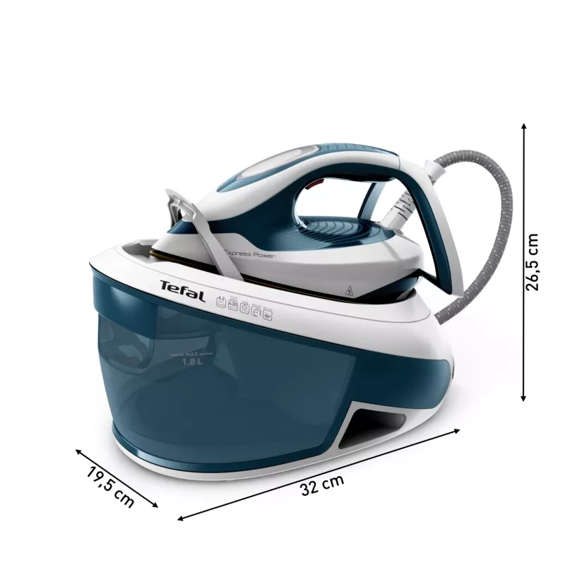 Garų generatorius Tefal Express Power SV8111 1,8 L Durilium AirGlide Autoclean padas Mėlyna, Balta