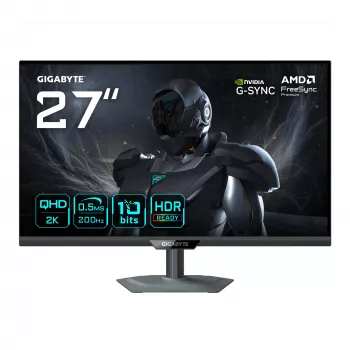 GIGABYTE G27Q20 27 inch QHD žaidimų monitorius - 2560 x 1440, 200Hz, 0.5ms, 350 cd/m², G-Sync suderinamas, FreeSync Premium, HDR10, HDMI 2.0, Displayport 1.4