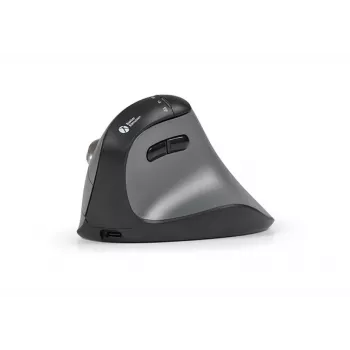 BakkerElkhuizen FastForward Pro pelė, dešinei rankai, vertikalus dizainas, optinė, RF belaidė + Bluetooth + USB Type-C, 5000 DPI, juoda, pilka