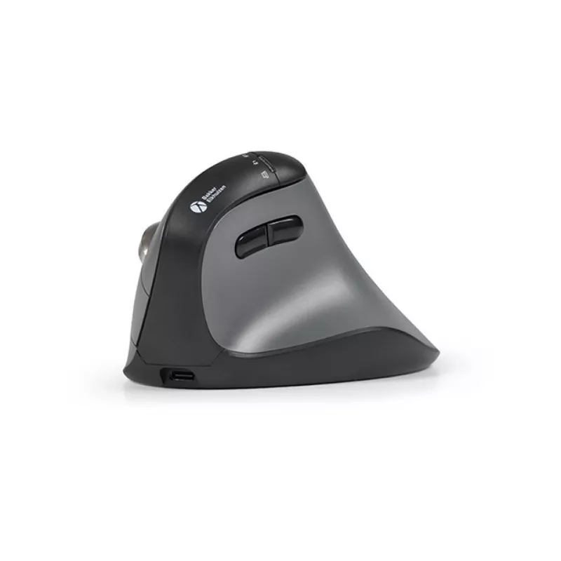 BakkerElkhuizen FastForward Pro pelė, dešinei rankai, vertikalus dizainas, optinė, RF belaidė + Bluetooth + USB Type-C, 5000 DPI, juoda, pilka