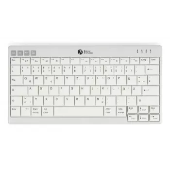 BakkerElkhuizen UltraBoard 950 V2 Wireless DE Qwertz, kompaktiška belaidė klaviatūra, tenkeyless (80-87%), laidinė ir belaidė, USB + Bluetooth, žirkliniai jungikliai, QWERTZ, tamsiai pilka, šviesiai pilka