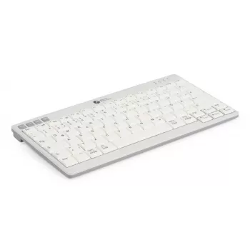 BakkerElkhuizen UltraBoard 950 V2 Wireless DE Qwertz, kompaktiška belaidė klaviatūra, tenkeyless (80-87%), laidinė ir belaidė, USB + Bluetooth, žirkliniai jungikliai, QWERTZ, tamsiai pilka, šviesiai pilka