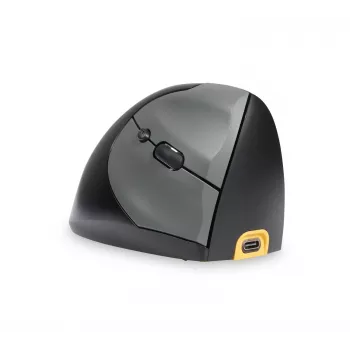 BakkerElkhuizen Handshake Mouse Right – vertikali pelė dešinei rankai, belaidė RF + Bluetooth + USB Type-C, 6400 DPI, juoda/pilka