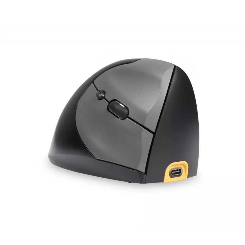 BakkerElkhuizen Handshake Mouse Right – vertikali pelė dešinei rankai, belaidė RF + Bluetooth + USB Type-C, 6400 DPI, juoda/pilka