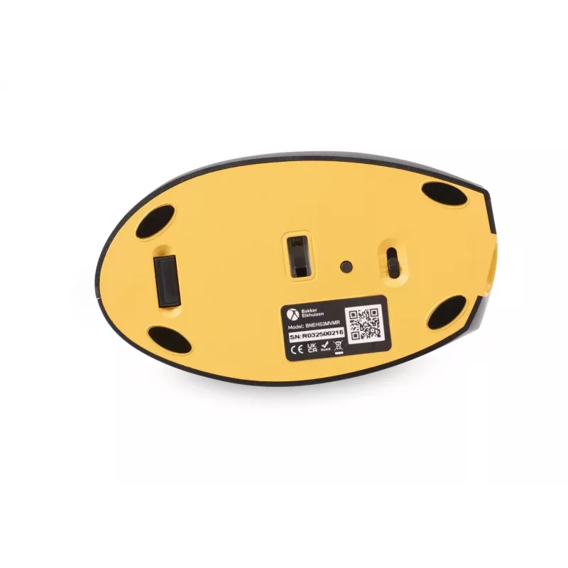 BakkerElkhuizen Handshake Mouse Right – vertikali pelė dešinei rankai, belaidė RF + Bluetooth + USB Type-C, 6400 DPI, juoda/pilka