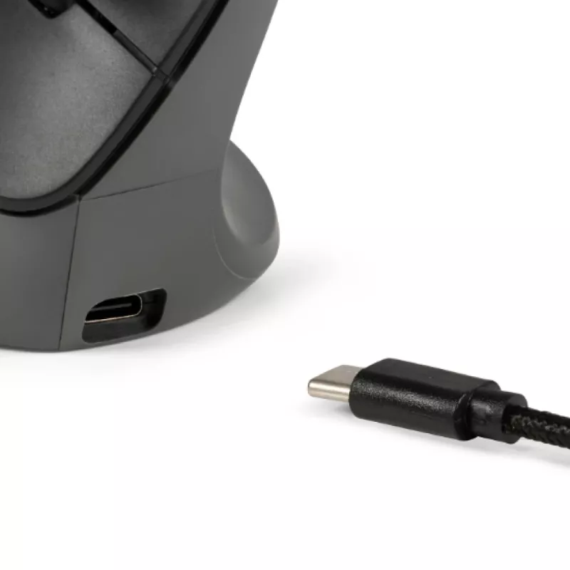 BakkerElkhuizen PRF Pro pelė dešinei rankai, vertikali, optinė, RF Wireless + Bluetooth + USB Type-C, 2400 DPI, juoda, pilka