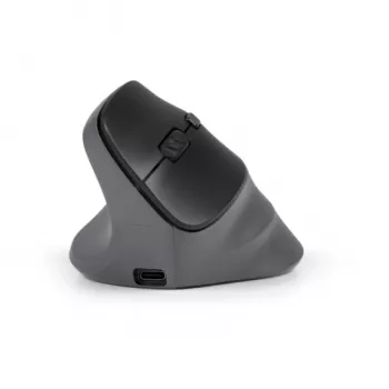BakkerElkhuizen PRF Pro pelė kairiarankiams, vertikali, optinė, RF belaidė + Bluetooth + USB Type-C, 2400 DPI, juoda, pilka