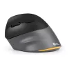 BakkerElkhuizen PRF Pro pelė kairiarankiams, vertikali, optinė, RF belaidė + Bluetooth + USB Type-C, 2400 DPI, juoda, pilka