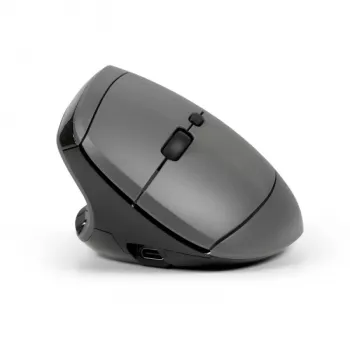 BakkerElkhuizen MidWay pelė kairiarankiams, vertikali, optinė, RF Bluetooth + USB Type-C, 2400 DPI, pilka, juoda