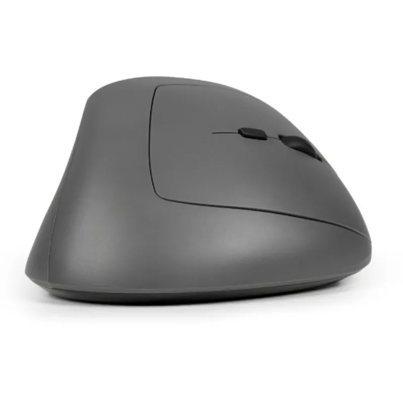 BakkerElkhuizen MidWay pelė dešinei rankai, vertikalaus dizaino, optinė, RF Wireless + Bluetooth + USB Type-C, 2400 DPI, pilka, juoda