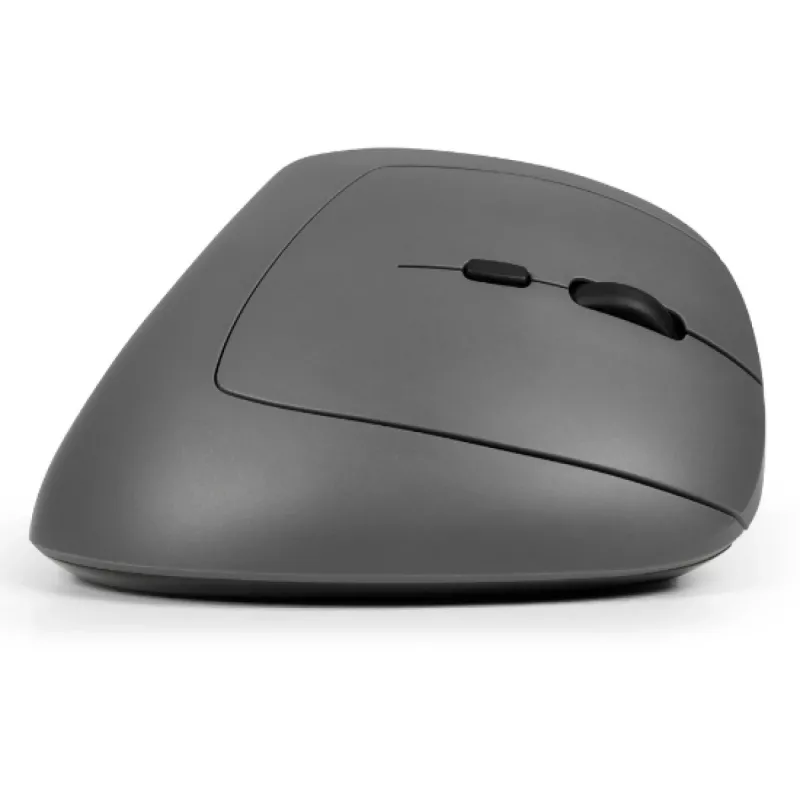 BakkerElkhuizen MidWay pelė dešinei rankai, vertikalaus dizaino, optinė, RF Wireless + Bluetooth + USB Type-C, 2400 DPI, pilka, juoda