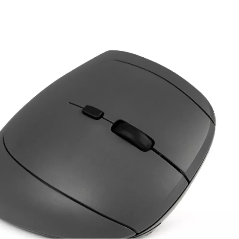 BakkerElkhuizen MidWay pelė dešinei rankai, vertikalaus dizaino, optinė, RF Wireless + Bluetooth + USB Type-C, 2400 DPI, pilka, juoda