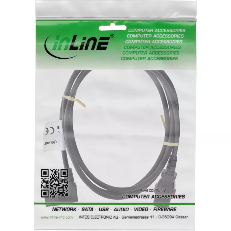 InLine 16932A maitinimo laidas, juodas, 2 m, IEC C13 / IEC C14