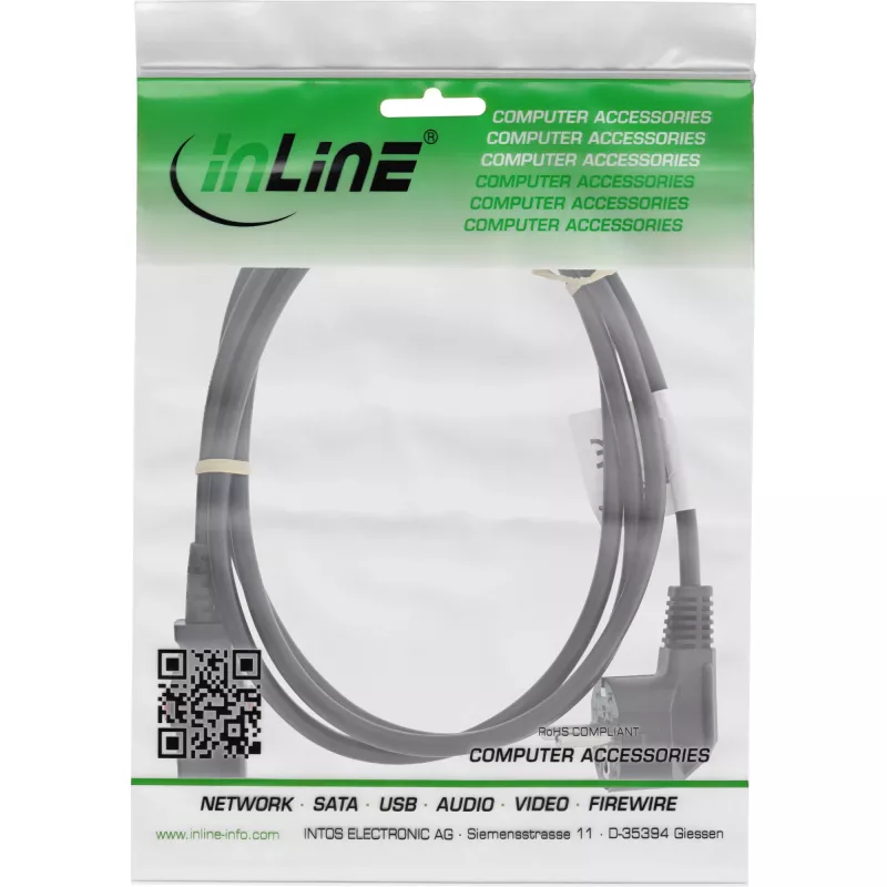InLine 16952L maitinimo laidas juodas 2 m IEC C13 CEE7/7