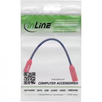 InLine USB-C duomenų blokavimo adapteris 31654, USB-C kištukas į USB-C lizdą, 0,2 m, raudonas