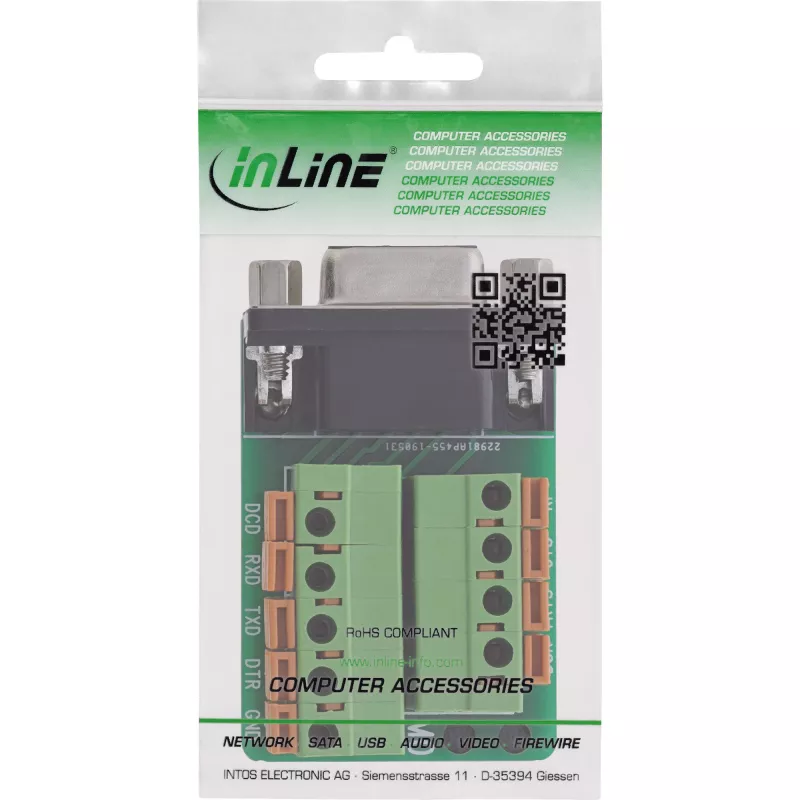 InLine 92501A gnybtų blokas / D-Sub 9 kištukas juodas, žalias